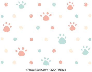 dog and cat paws background with dot backdrop