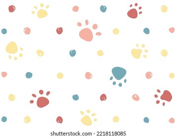 dog and cat paws background with dot backdrop