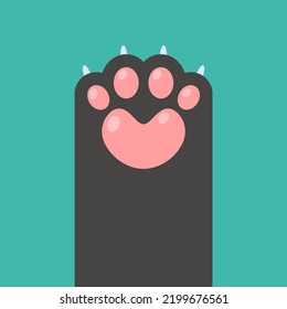 Dog and cat paws with sharp claws. cute animal footprints