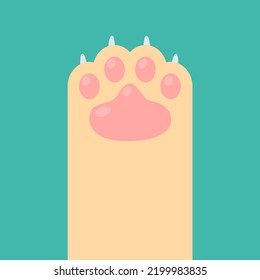 Dog and cat paws with sharp claws. cute animal footprints