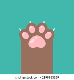 Dog and cat paws with sharp claws. cute animal footprints