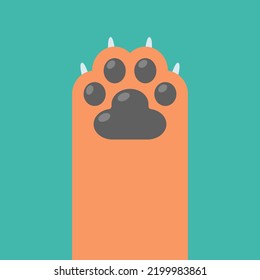Dog and cat paws with sharp claws. cute animal footprints