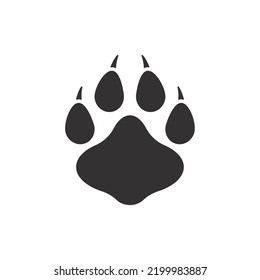 Dog and cat paws with sharp claws. cute animal footprints