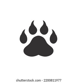 Dog and cat paws with sharp claws. cute animal footprints