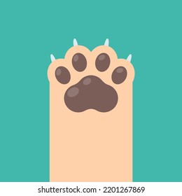 Dog and cat paws with sharp claws. cute animal footprints