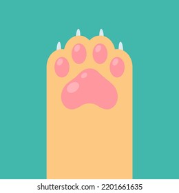Dog and cat paws with sharp claws. cute animal footprints