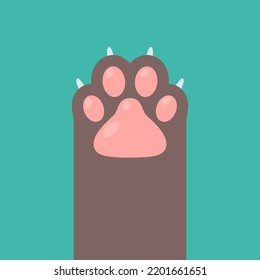 Dog and cat paws with sharp claws. cute animal footprints