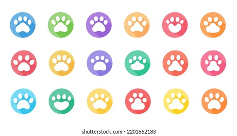 Dog and cat paws with sharp claws. cute animal footprints
