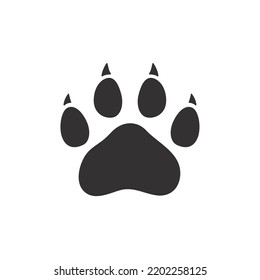 Dog and cat paws with sharp claws. cute animal footprints