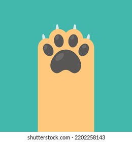 Dog and cat paws with sharp claws. cute animal footprints