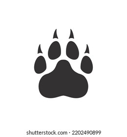 Dog and cat paws with sharp claws. cute animal footprints