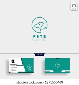 dog, cat pet care creative logo template vector illustration with business card design - vector