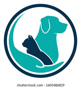 dog and cat. pet care logo designs vector template isolated