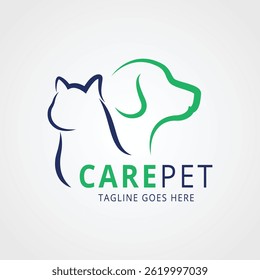 Dog and Cat, pet care logo with modern style