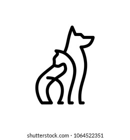 dog cat pet care outline line art monoline logo vector icon