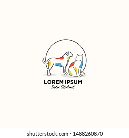 dog cat pet care outline line art monoline logo vector icon