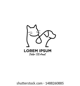 dog cat pet care outline line art monoline logo vector icon