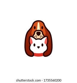 dog cat pet cartoon logo vector icon illustration