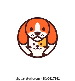 dog cat pet circle round cartoon logo vector icon