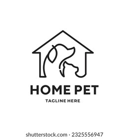 Dog Cat Pet House care Home Logo hipster Vector Icon illustration