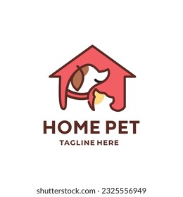 Dog Cat Pet House care Home Logo hipster Vector Icon illustration