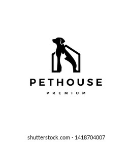 dog cat pet house home logo vector icon negative space