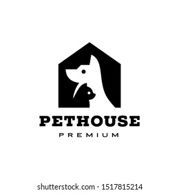 dog cat pet house home logo vector icon illustration
