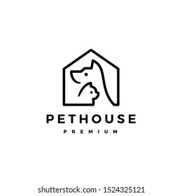 dog cat pet house home logo vector icon illustration	