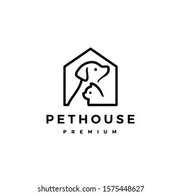 dog cat pet house home logo vector icon illustration	
