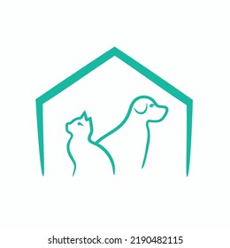 dog cat pet house home love logo vector
