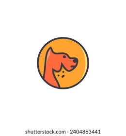 dog cat pet house home love logo vector icon line art outline	