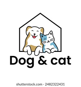 dog cat pet house home logo vector icon template