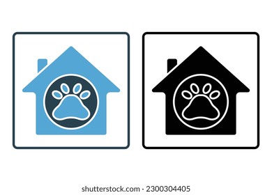 Dog cat pet house icon. Solid icon style. icon related to pet care. Simple vector design editable