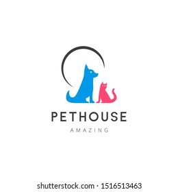 dog cat pet house logo template vector icon