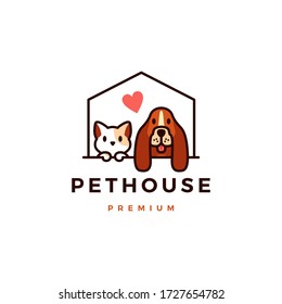 Dog Cat Pet House Logo Vector Icon Illustration