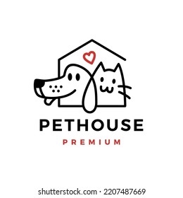 Dog Cat Pet House Logo Vector Icon Illustration