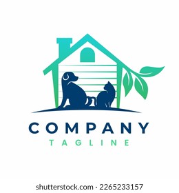 Dog And Cat Pet House Logo Design