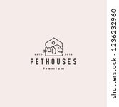 dog cat pet house shop logo vector hipster retro vintage illustration