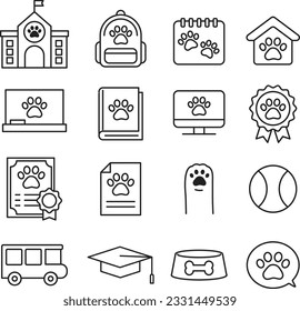 Dog cat pet logo line icon vector collection