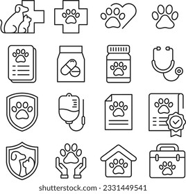 Dog cat pet logo line icon vector collection