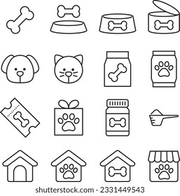 Dog cat pet logo line icon vector collection