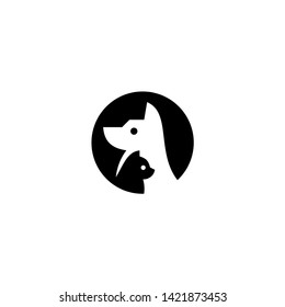 dog cat pet logo vector icon illustration negative space style