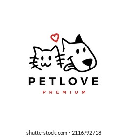 Dog Cat Pet Love Logo Vector Icon Illustration