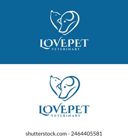 Dog Cat Pet Love Logo Vector Icon Illustration
