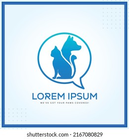 Dog Cat Pet Lover Message Logo Template In Modern Creative Minimal Style Vector Design