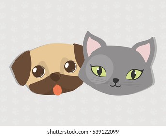 dog and cat pet related icon image vector illustration design 