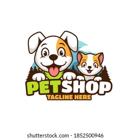 Dog and cat pet shop cartoon