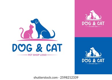 Dog and cat pet shop logo symbol design illustration