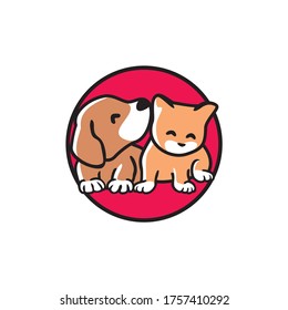 Dog and Cat Pet Shop Vector Logo Template of a cat and dog lying down. This logo could be use 
as logo of pet shop, pet clinic, or others