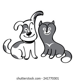 Dog and cat - pets, domestic animals, friends